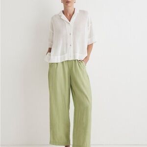 Madewell Crinkle Crepe Straight Leg Light Crop Pants